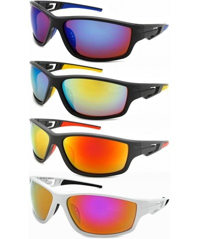 Wrap Full Frame Action Sports Sunglasses with Color Mirrored Lens 570052MT/REV - Matte Grey - CC12DJXGG2R $12.81