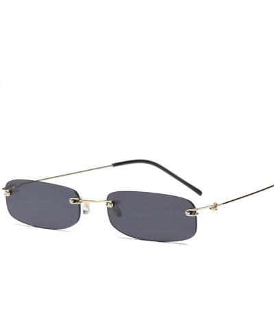 Rimless Sunglasses For Men Gold Metal Frame Black Small Rectangle Rimless Sunglasses - As Shown in Photo-8 - CF18W8WGGHH $28.14