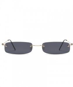 Rimless Sunglasses For Men Gold Metal Frame Black Small Rectangle Rimless Sunglasses - As Shown in Photo-8 - CF18W8WGGHH $28.14