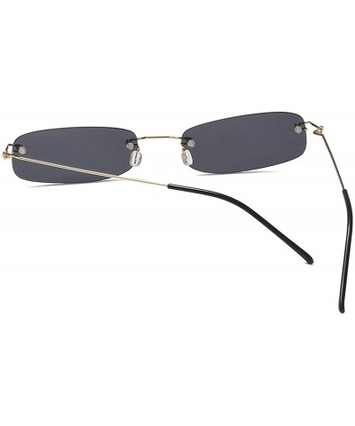 Rimless Sunglasses For Men Gold Metal Frame Black Small Rectangle Rimless Sunglasses - As Shown in Photo-8 - CF18W8WGGHH $56.28