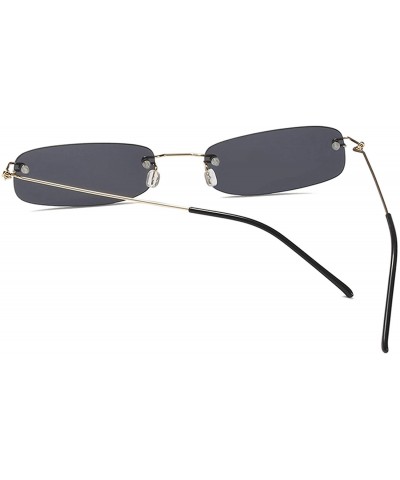 Rimless Sunglasses For Men Gold Metal Frame Black Small Rectangle Rimless Sunglasses - As Shown in Photo-8 - CF18W8WGGHH $28.14