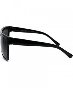 Wayfarer Limo All Black Flat Top Oversize Gangster Rectangular Shade Sunglasses - Shinny Black - C5121PFU3G1 $9.56