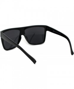 Wayfarer Limo All Black Flat Top Oversize Gangster Rectangular Shade Sunglasses - Shinny Black - C5121PFU3G1 $9.56