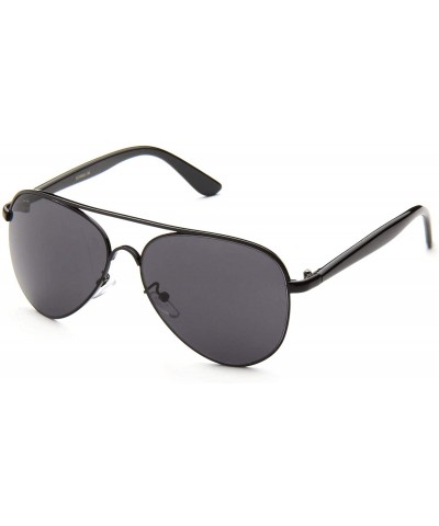 Aviator Fashion Aviator Sunglasses - Black/Smoke Lens - CE117P3PVKL $10.55