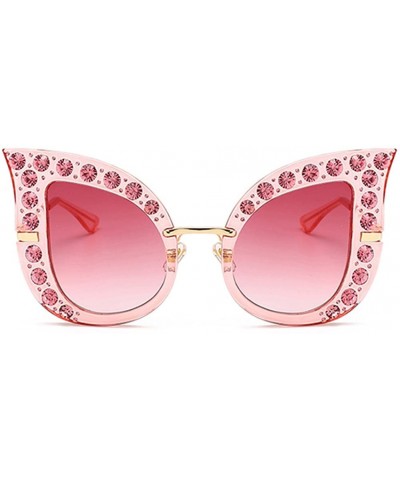 Cat Eye Rhinestone Sunglasses Women Luxury Sexy Cat Eye Sun Glasses For Ladies Gift - Pink - CH18GERR6CO $10.83