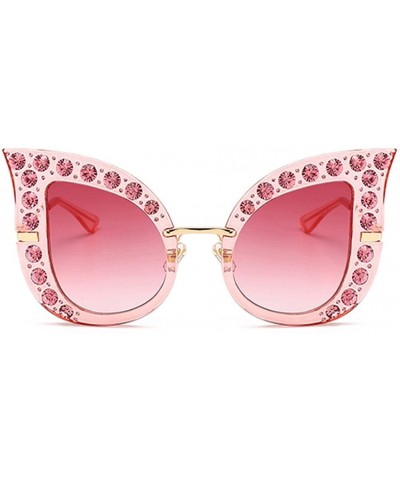 Cat Eye Rhinestone Sunglasses Women Luxury Sexy Cat Eye Sun Glasses For Ladies Gift - Pink - CH18GERR6CO $10.83