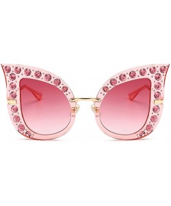 Cat Eye Rhinestone Sunglasses Women Luxury Sexy Cat Eye Sun Glasses For Ladies Gift - Pink - CH18GERR6CO $10.83