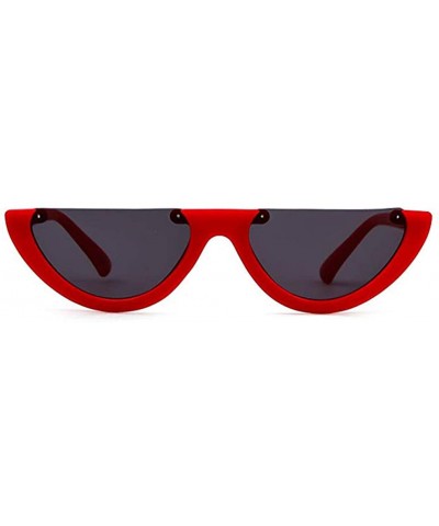 Rimless Retro U shaped Sunnies 2018 Bowl Sunglasses Cateye - Red - CS18HE82QDD $17.45