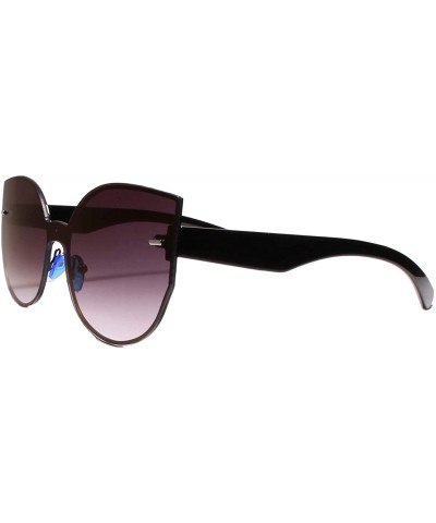 Rimless Gorgeous Elegant Chic Womens Rimless Round Cat Eye Sunglasses - Blue Mirrored - C718YYH58G7 $25.94