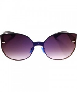 Rimless Gorgeous Elegant Chic Womens Rimless Round Cat Eye Sunglasses - Blue Mirrored - C718YYH58G7 $13.13