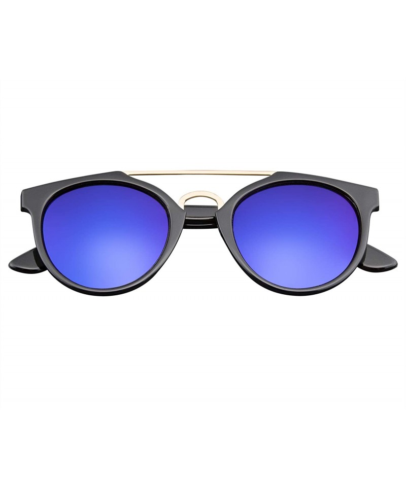 Wayfarer Vintage Inspired Dapper Cross Bar Flash Mirror Lens Sunglasses - Blue - C211PFIVDGT $9.00