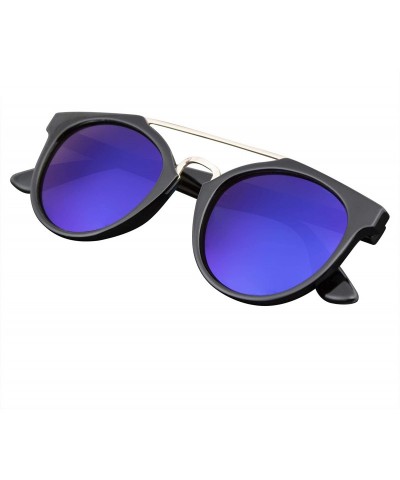 Wayfarer Vintage Inspired Dapper Cross Bar Flash Mirror Lens Sunglasses - Blue - C211PFIVDGT $9.00