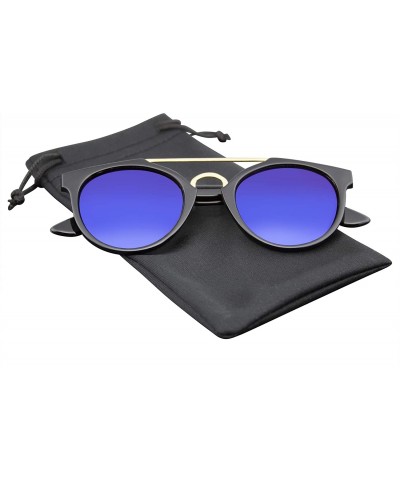 Wayfarer Vintage Inspired Dapper Cross Bar Flash Mirror Lens Sunglasses - Blue - C211PFIVDGT $9.00