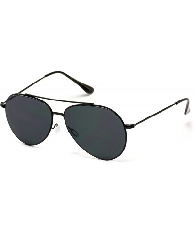 Aviator Modern Metal Frame Aviator Sunglasses - Black Frame/Black Lens - C3184XLE4W9 $26.16