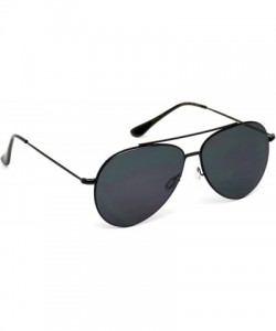 Aviator Modern Metal Frame Aviator Sunglasses - Black Frame/Black Lens - C3184XLE4W9 $26.16