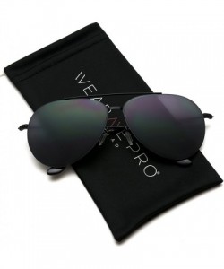 Aviator Modern Metal Frame Aviator Sunglasses - Black Frame/Black Lens - C3184XLE4W9 $26.16