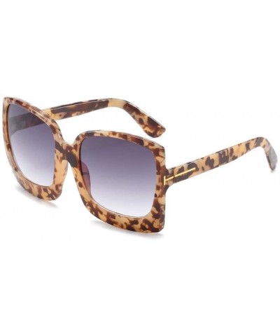 Oversized Fashion Oversized Women Sunglasses Plastic Female Big Frame Gradient Sun Glasses UV400 (Color Leopard) - CF199G54K9...