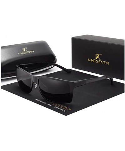 Aviator Genuine adjustable sunglasses rectangular men polarized UV400 Ultra light Al-Mg - Black/Gray - CK18QG82UWQ $29.44