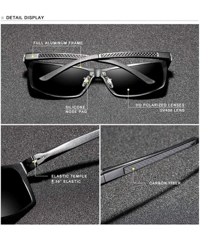 Aviator Genuine adjustable sunglasses rectangular men polarized UV400 Ultra light Al-Mg - Black/Gray - CK18QG82UWQ $29.44