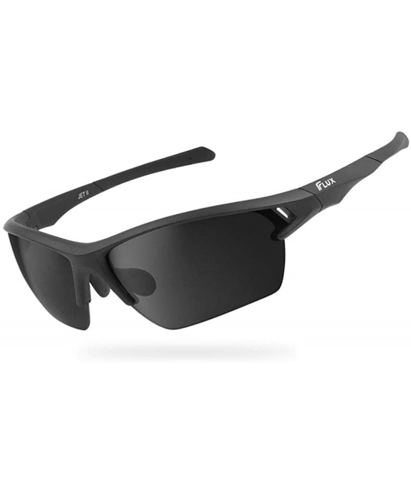 Sport Jet 2 PC Frame Polarized Sports Unisex Sunglasses for Riding Sports Fashion - Matte Black - C518WSLLNE5 $47.69