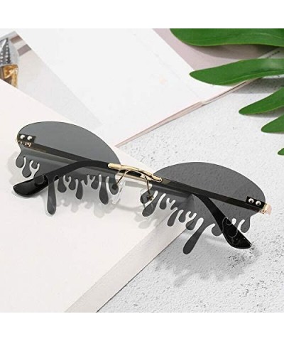 Rimless 2020 Fashion Rimless Sunglasses Women Unique Tears Shape Shades Glasses UV400 Vintage Novelty Summer Eyewear - CA199Z...