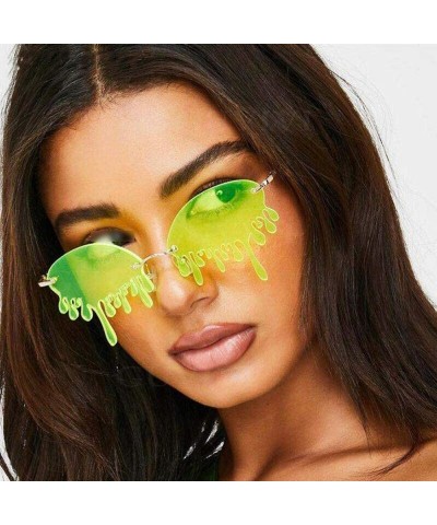 Rimless 2020 Fashion Rimless Sunglasses Women Unique Tears Shape Shades Glasses UV400 Vintage Novelty Summer Eyewear - CA199Z...