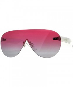 Rimless Womens Rimless Sunglasses Oversized Shield Frame Beveled Lens UV 400 - Clear - CH18D0DDTKS $22.07