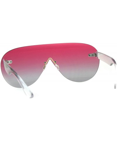 Rimless Womens Rimless Sunglasses Oversized Shield Frame Beveled Lens UV 400 - Clear - CH18D0DDTKS $13.54