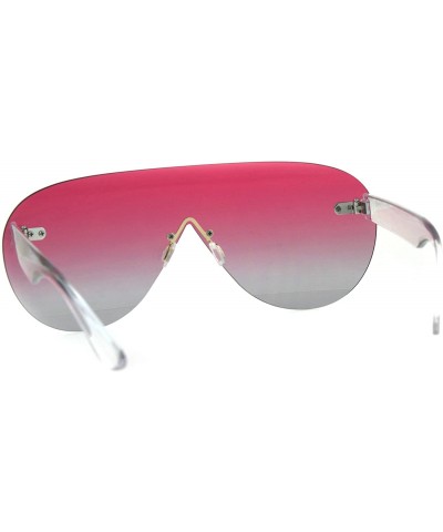 Rimless Womens Rimless Sunglasses Oversized Shield Frame Beveled Lens UV 400 - Clear - CH18D0DDTKS $22.07
