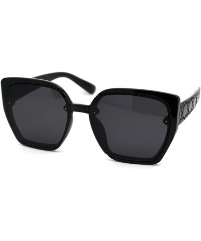 Butterfly Womens 90s Designer Fashion Squared Butterfly Sunglasses - All Black - C318XO3D8RU $10.01