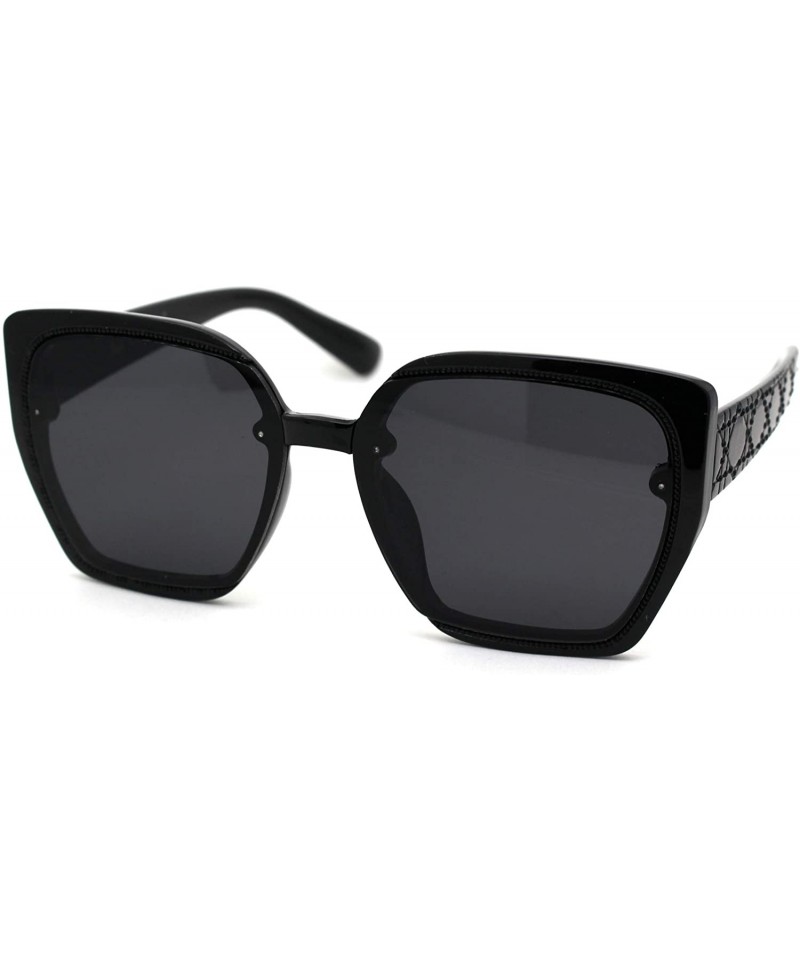 Butterfly Womens 90s Designer Fashion Squared Butterfly Sunglasses - All Black - C318XO3D8RU $10.01