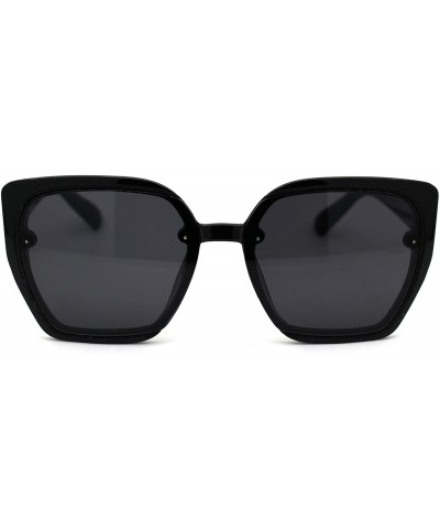 Butterfly Womens 90s Designer Fashion Squared Butterfly Sunglasses - All Black - C318XO3D8RU $10.01