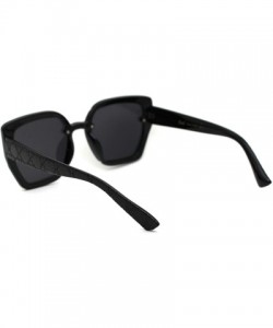 Butterfly Womens 90s Designer Fashion Squared Butterfly Sunglasses - All Black - C318XO3D8RU $10.01