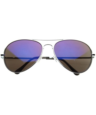 Aviator Flash Color Tint Mirror Metal Aviator Sunglasses (Ice) - CN116Q2N2RL $16.58