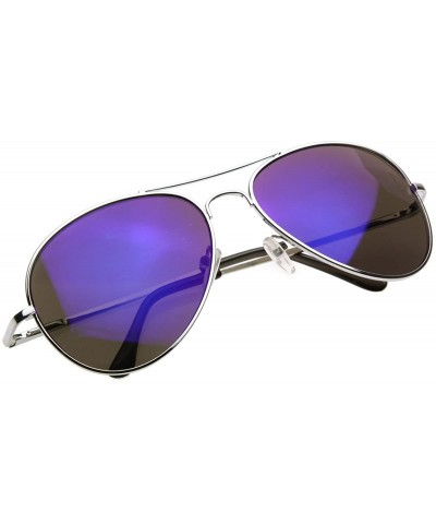 Aviator Flash Color Tint Mirror Metal Aviator Sunglasses (Ice) - CN116Q2N2RL $16.58