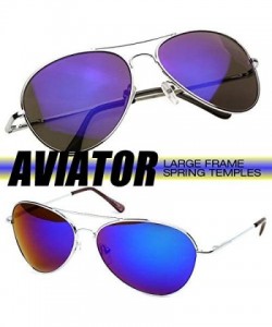 Aviator Flash Color Tint Mirror Metal Aviator Sunglasses (Ice) - CN116Q2N2RL $16.58