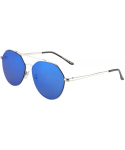 Aviator Flat Color Mirror Lens Modern Geometric Aviator Sunglasses - Blue - C7190KC5GSS $11.37