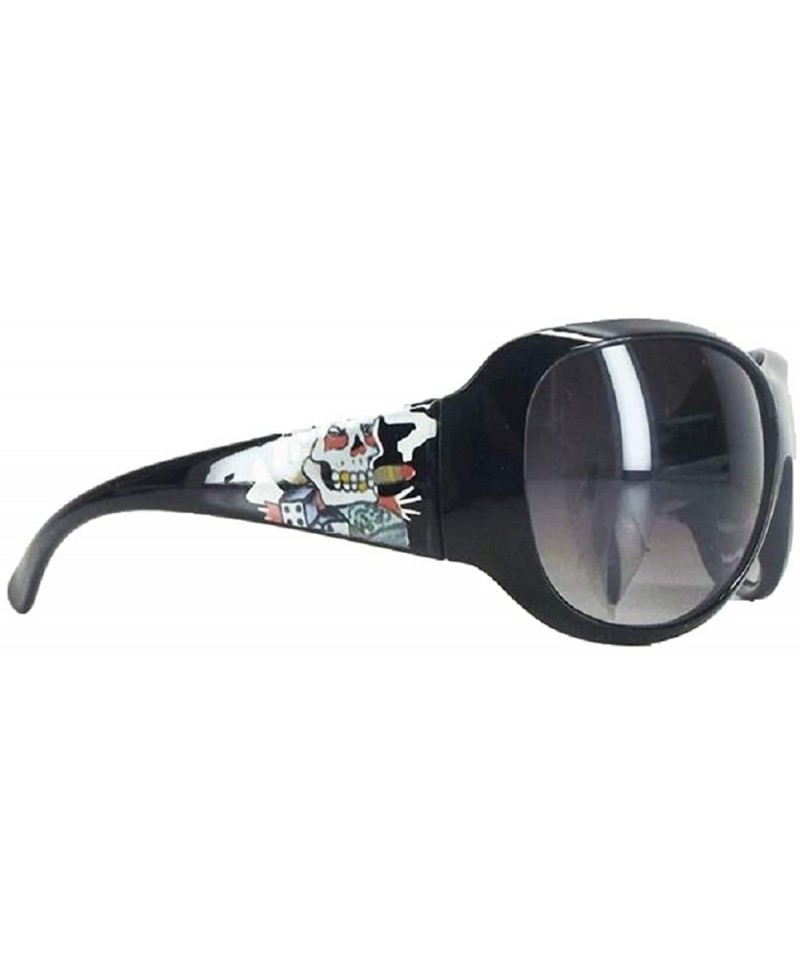 Oval Skull Skeleton Gothic Biker Sunglasses Pirate Punk Womens Shades Glasses Jp - Skull Dice Black - CQ195CYUCKO $12.42