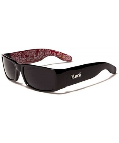 Rectangular Mens Hardcore Gangster Sunglasses Bandana Print - Black W/ Red Bandana Print - C411CV1OM9N $7.85