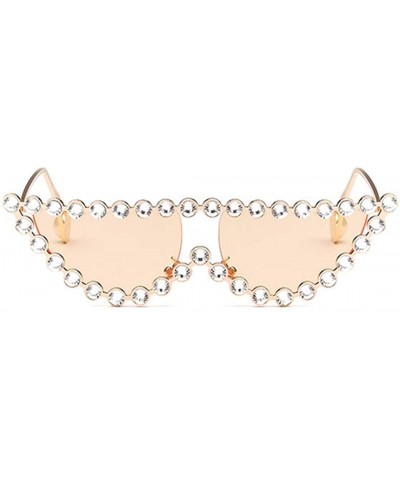 Oversized Sparkling Crystal Cat Eye Sunglasses UV Protection Metal Rhinestone Frame - Orange Lens - CM18U58MDWA $15.88