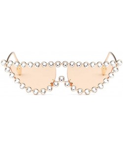 Oversized Sparkling Crystal Cat Eye Sunglasses UV Protection Metal Rhinestone Frame - Orange Lens - CM18U58MDWA $15.88