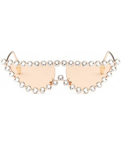 Oversized Sparkling Crystal Cat Eye Sunglasses UV Protection Metal Rhinestone Frame - Orange Lens - CM18U58MDWA $15.88