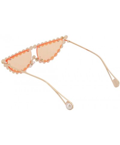 Oversized Sparkling Crystal Cat Eye Sunglasses UV Protection Metal Rhinestone Frame - Orange Lens - CM18U58MDWA $15.88