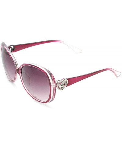 Oval Classic Retro Sunglasses for women metal Resin UV400 Sunglasses - Transparent Purple - CQ18T2WSCDO $28.71