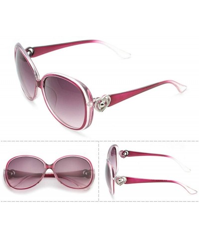 Oval Classic Retro Sunglasses for women metal Resin UV400 Sunglasses - Transparent Purple - CQ18T2WSCDO $16.08