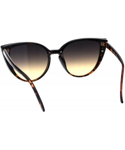 Shield Womens Gothic Mod Exposed Shield Lens Cat Eye Retro Sunglasses - Tortoise Smoke - CQ18G2GYS8K $11.21