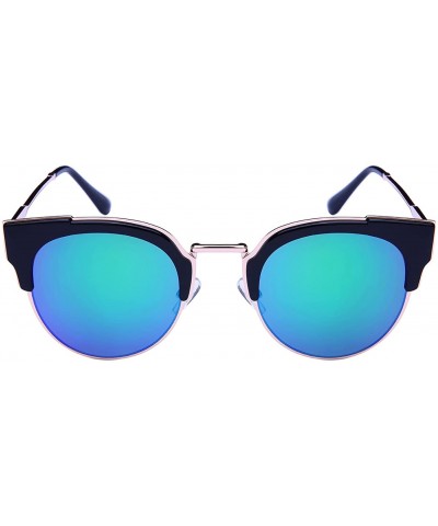 Cat Eye Womens Cat Eye Sunglasses w/Color Mirror Lens 32187-REV - Black - CZ12N796QFZ $12.13