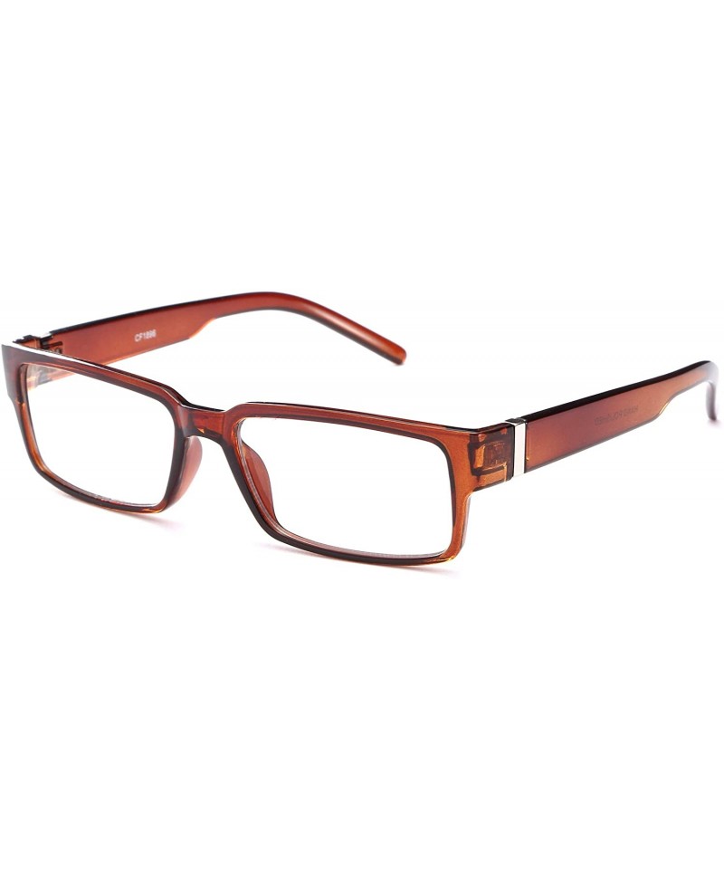 Wayfarer Unisex Translucent Squared Clear Lens Fashion Glasses - Brown - CU11G6GQB8J $7.91