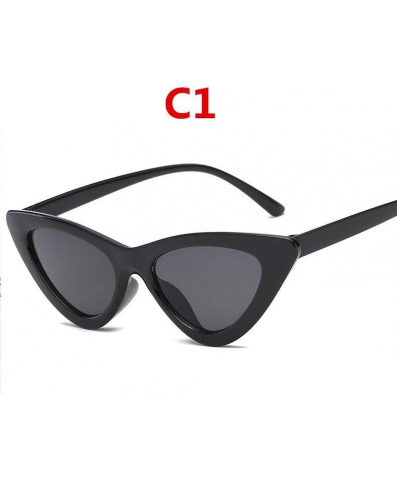 Cat Eye 2020 Fashion Sunglasses Woman Vintage Retro Triangular Cat Eye Glasses Transparent Ocean Uv400 (Color C1) - C1 - CV19...