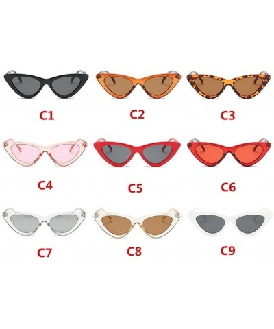 Cat Eye 2020 Fashion Sunglasses Woman Vintage Retro Triangular Cat Eye Glasses Transparent Ocean Uv400 (Color C1) - C1 - CV19...